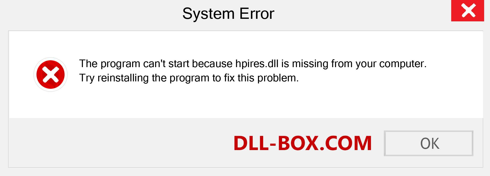  hpires.dll file is missing?. Download for Windows 7, 8, 10 - Fix  hpires dll Missing Error on Windows, photos, images